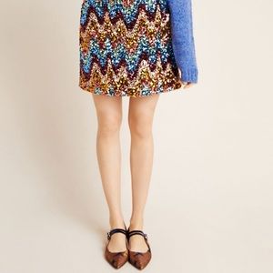 NWT Anthropologie Maeve Zig Zag Sequined MiniSkirt 12